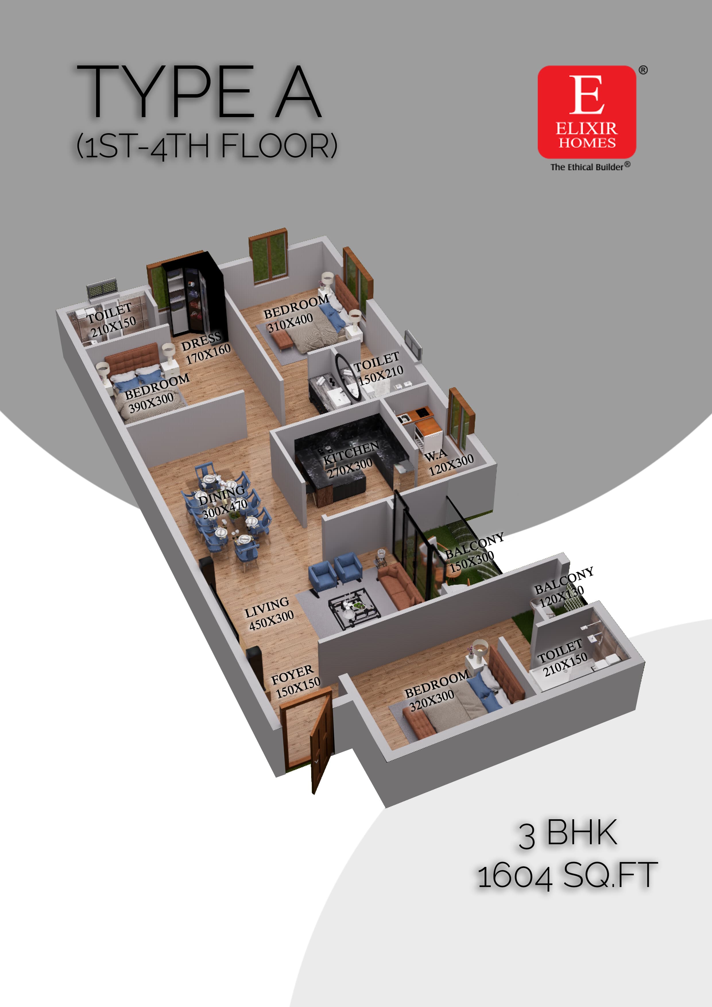 3 BHK Floor Plan