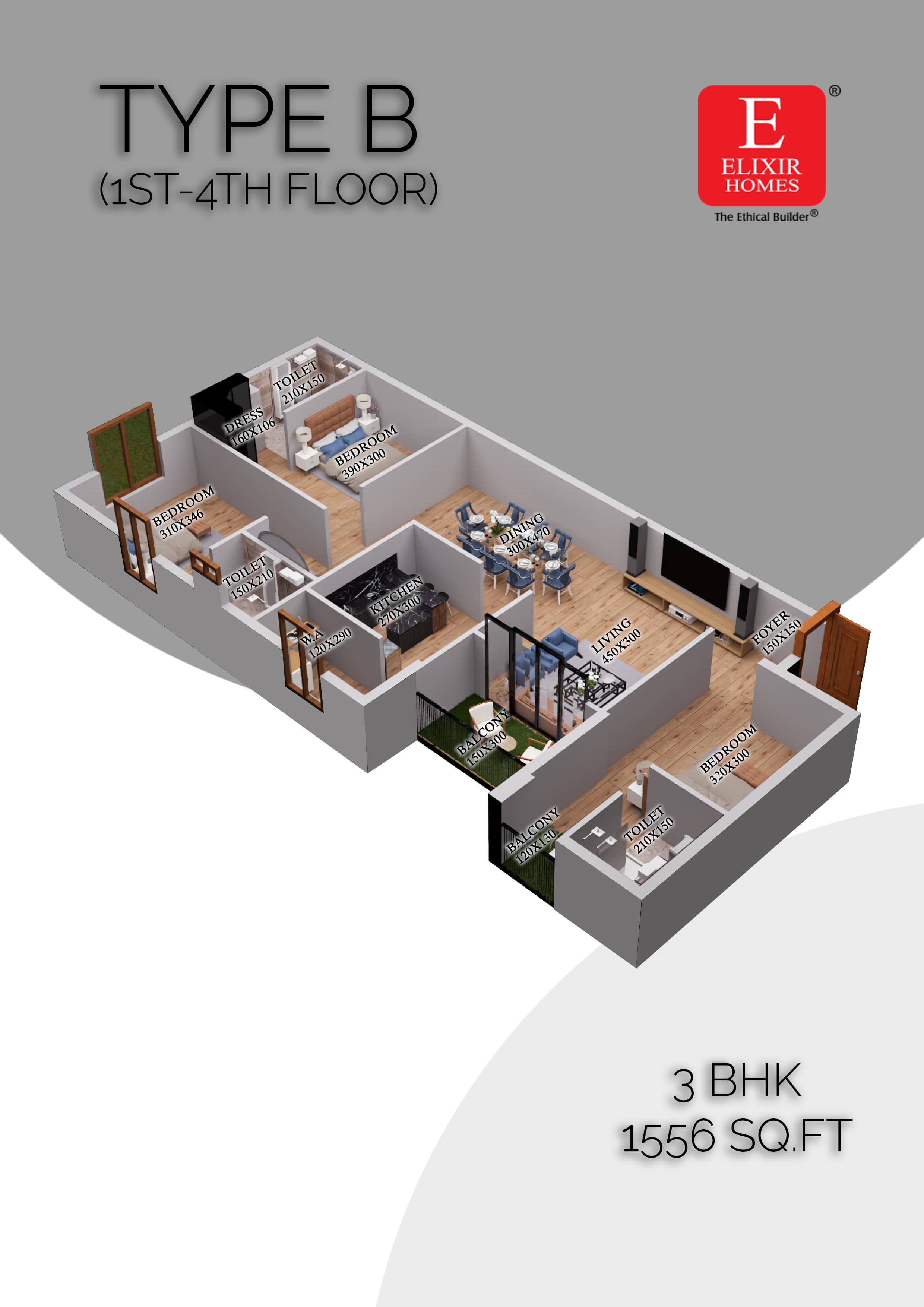 3 BHK Floor Plan