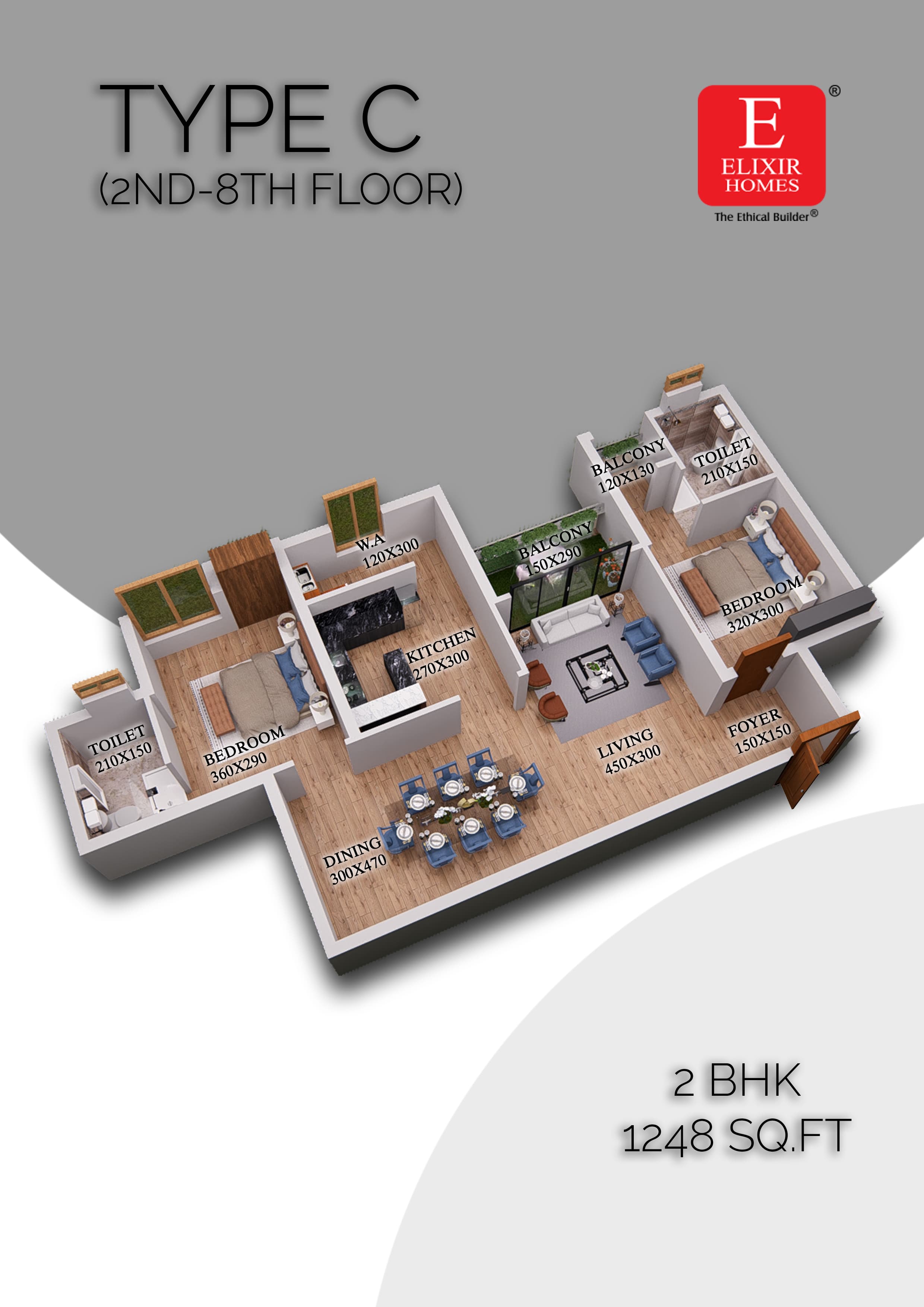 2 BHK Floor Plan